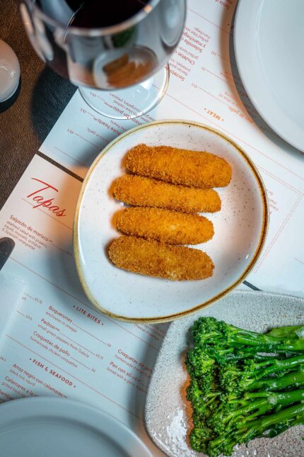 Tapas set lunch menu Croquettes classic Spanish small plate prepared to order