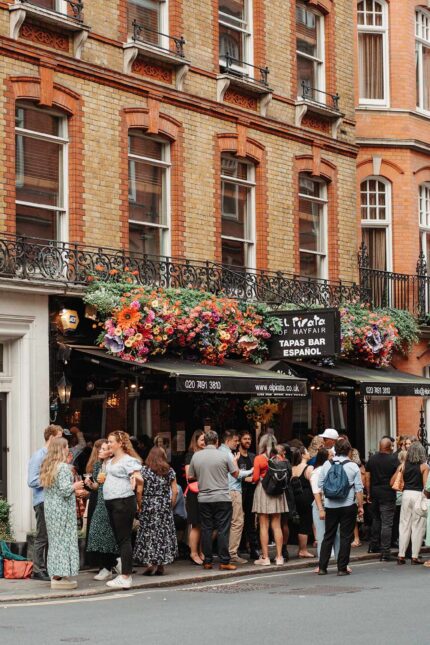 Group party standing reception hosted at our wine tapas bar Mayfair