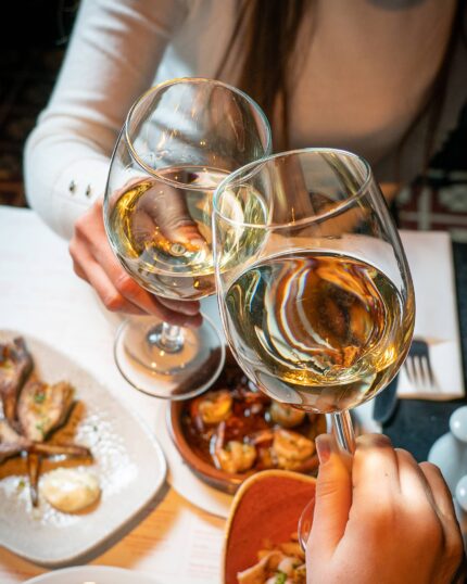 Spanish white wines for celebration at tapas bar