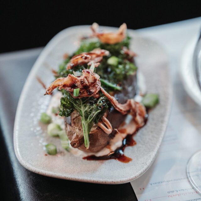 Miso glazed aubergine small plate tapas dish
