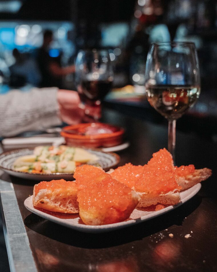 Spanish wine by the glass tapas bar pan bread con tomatoes