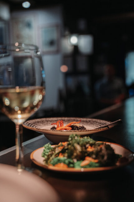 Spanish white Rioja wine served at the bar restaurant